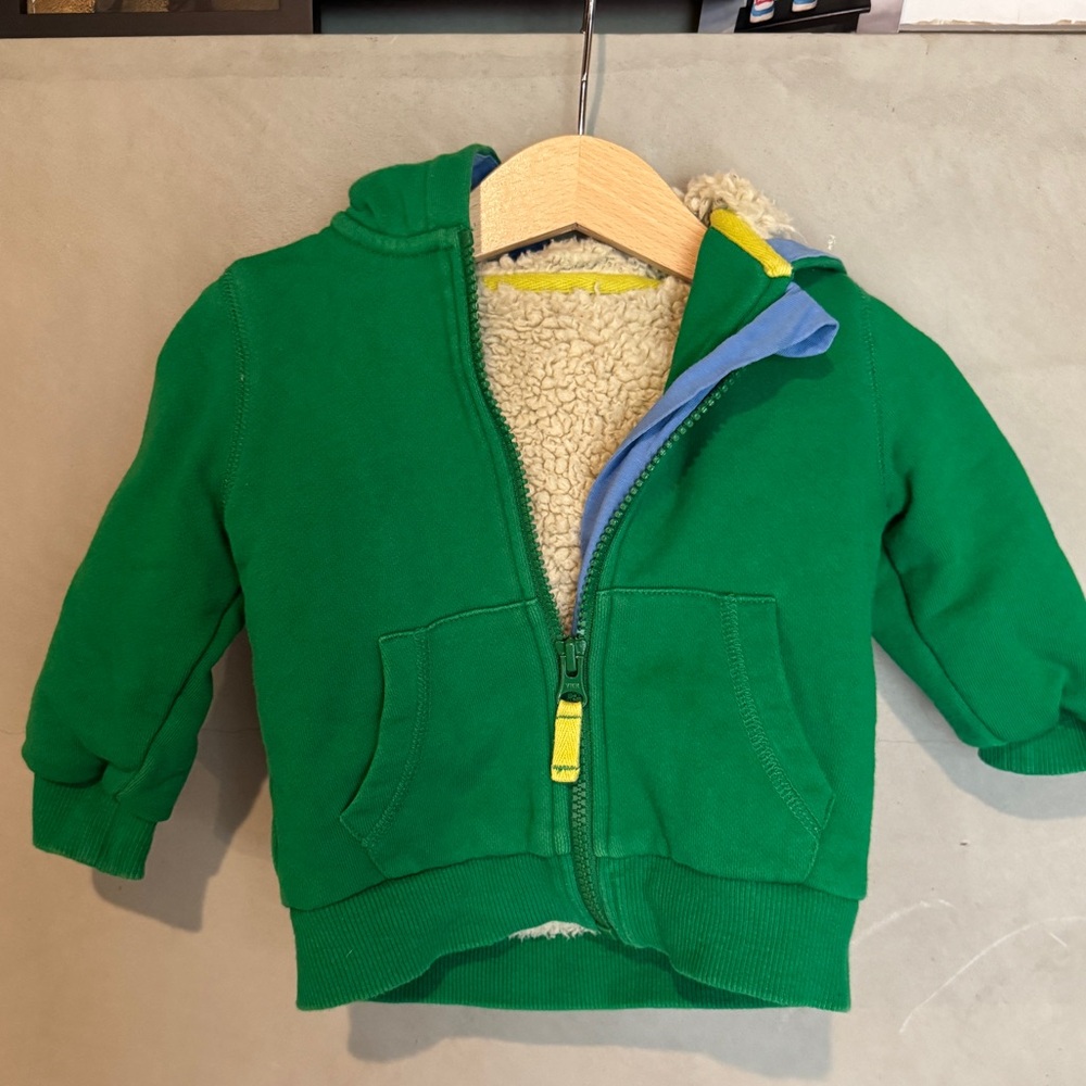 Baby Boden frog Sherpa zip up hoodie 6-12 months - Picture 2 of 3